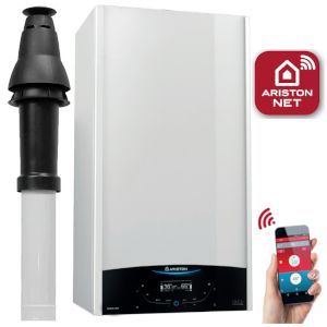 Ariston Genus ONE+ WiFi 35 Combi Boiler 3302398 (10 Year Warranty) with Vertical Flue Kit 3318080 and Starter 3318079 and Built in Wi-Fi