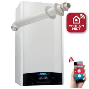 Ariston Genus ONE+ WiFi 24 Combi Boiler 3302396 (10 Year Warranty) with Horizontal Flue Kit 3318073 and Built in Wi-Fi 