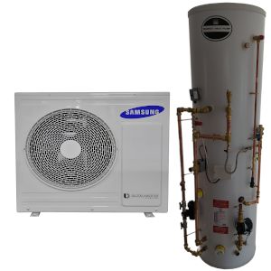 Samsung Mono 5kW Air Source Heat Pump with Telford 170 Litre Pre Plumbed Heat Pump Cylinder Package