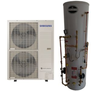 Samsung Mono 12kW Air Source Heat Pump with Telford 250 Litre Pre Plumbed Heat Pump Cylinder Package